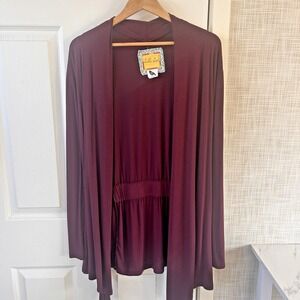 Bella Bird Open Cardigan Women's XL Burgundy Cinched Draped Gorgeous! Nylon BxPP